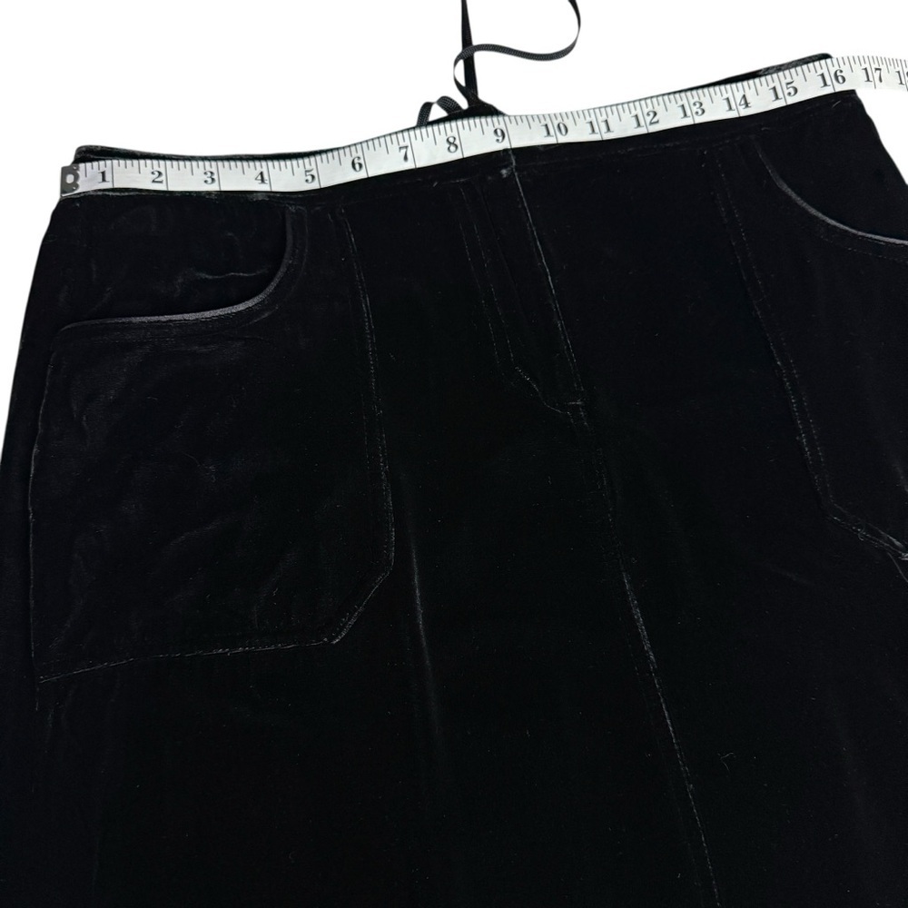 VTG 90s Eddie Bauer Women’s Silk Blend Velvet Maxi Skirt Black SZ 12 Pockets - Picture 7 of 11
